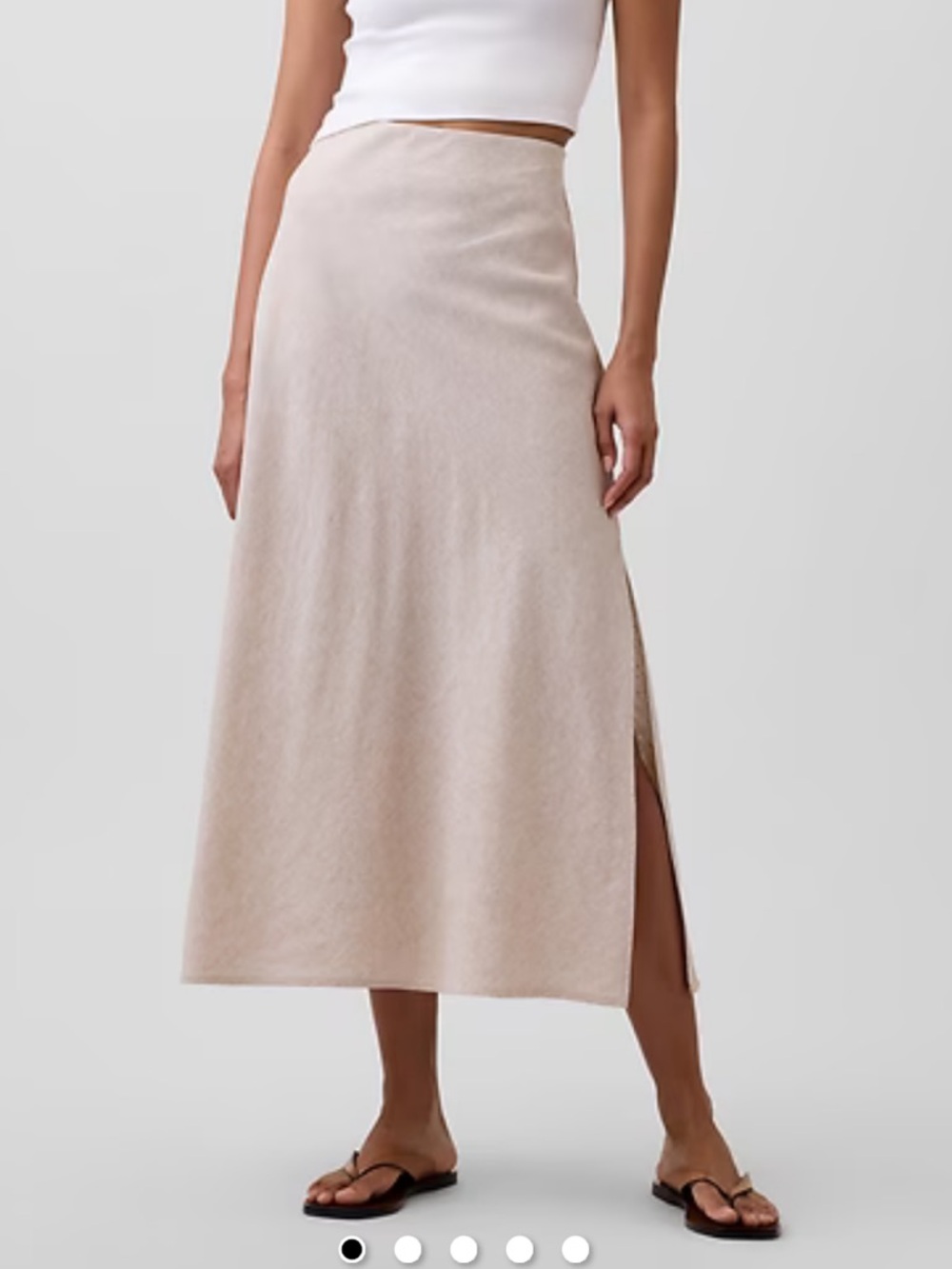 Gap Linen Slip Skirt High Waist Double Slit Midi Maxi Beach Summer Cottage Large